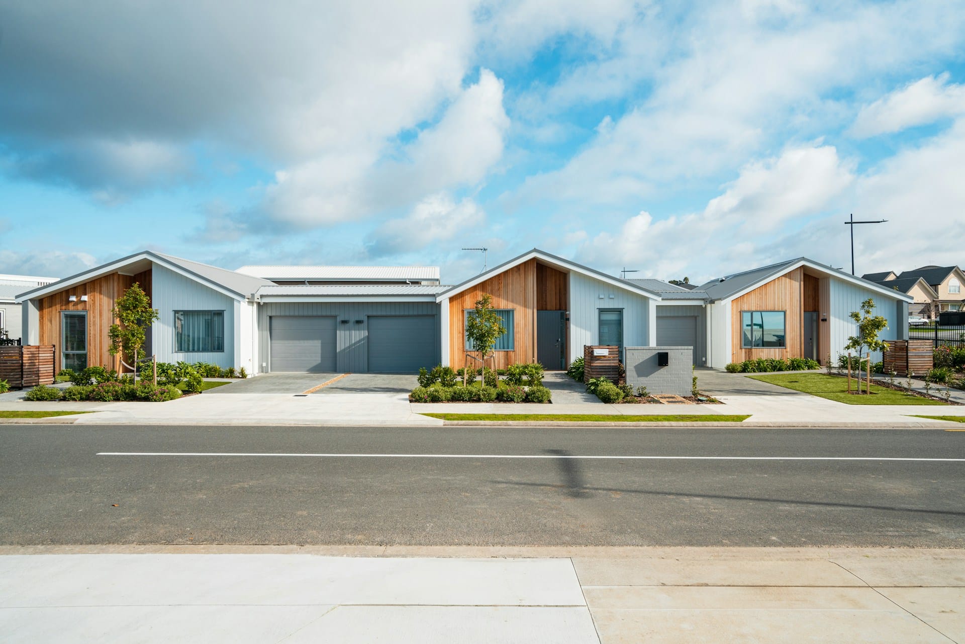 row of single story conjoined houses