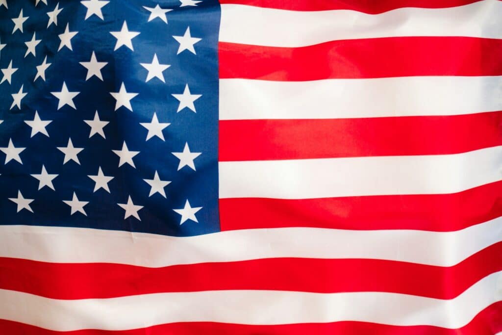 Close-up view of an American flag, representing US border issues