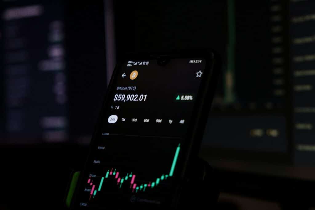a cell phone displaying crypto currency