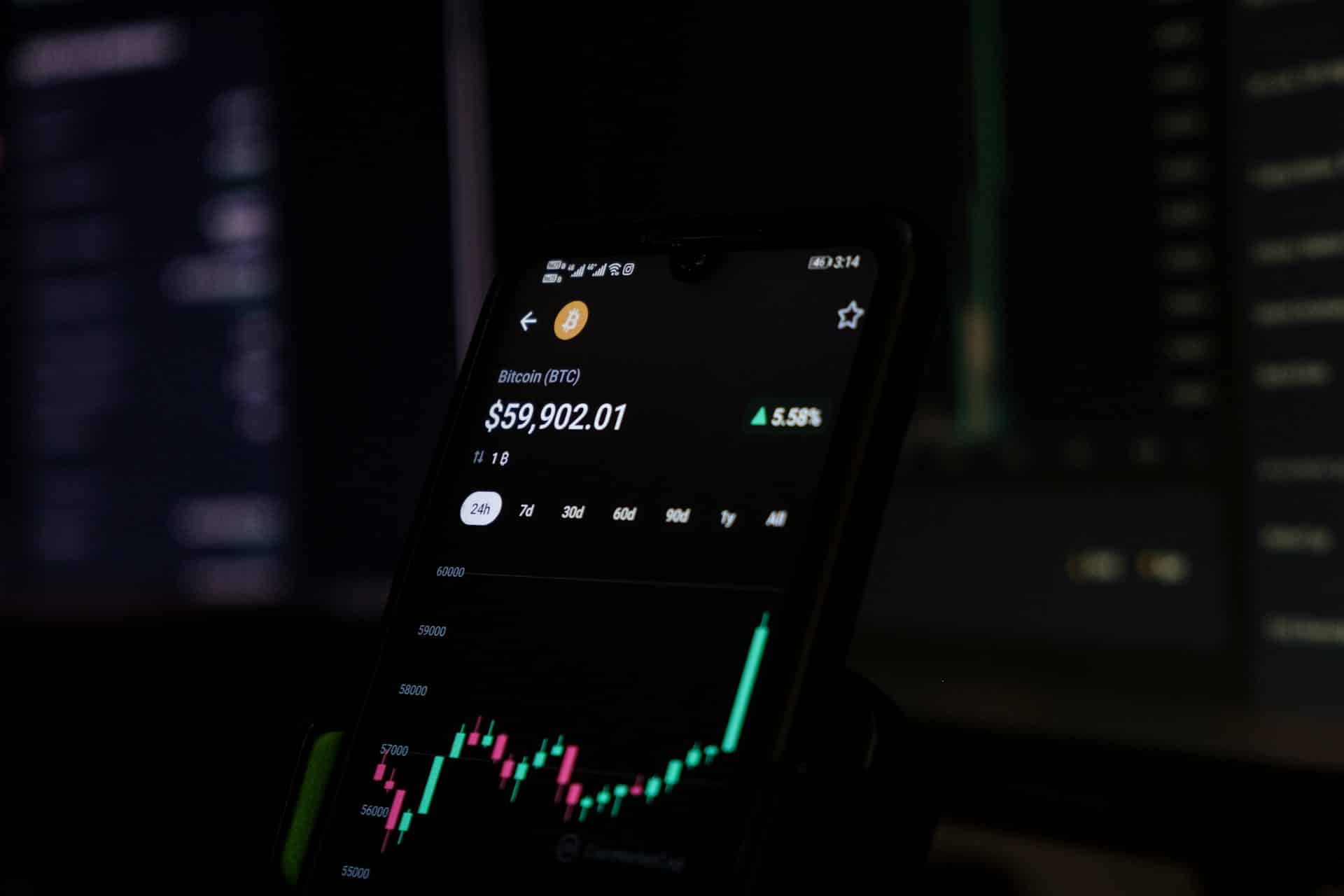 a cell phone displaying crypto currency