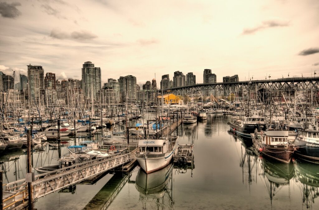 vancouver skyline at dusk
